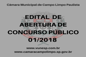  Abertura de Concurso Público nº 01/2018